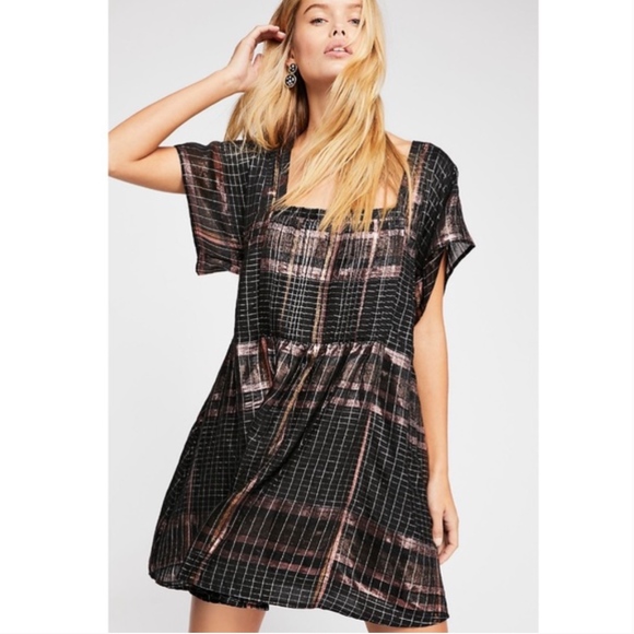 Free People Dresses & Skirts - Free People Barcelona Plaid Metallic Shimmer Dress